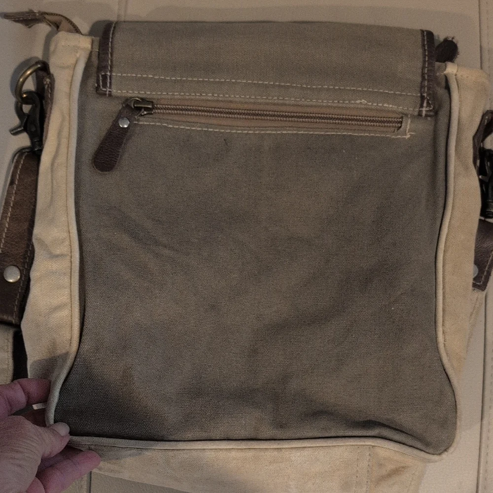 Myra Bag Cream and Gray Messenger Bag